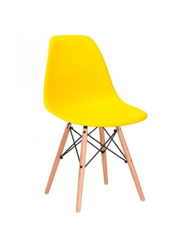 Silla Eames Patas De Madera Amarilla