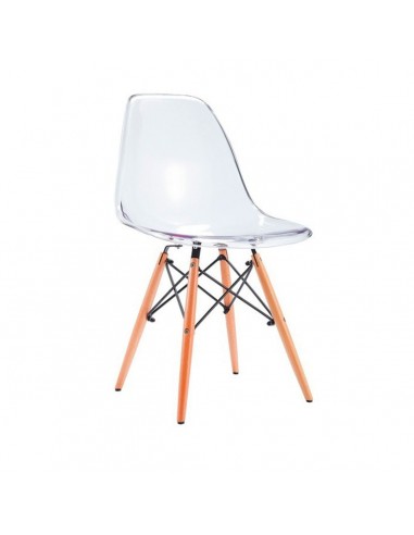 Silla Eames Patas De Madera Transparente